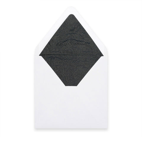 Paper Lined Envelopes White + Black Fancy Paper 160 x 160 mm