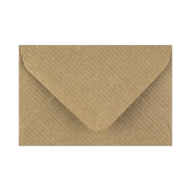 Ribbed Kraft Gummed V-Flap Greeting Card Envelope (62 x 94mm)