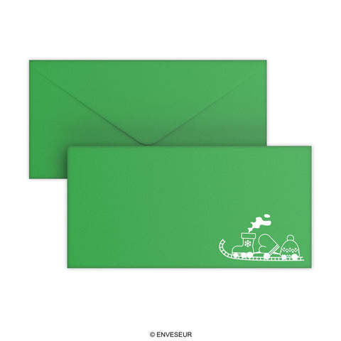 Christmas Envelope – Toy Train Dark Green 110 x 220 mm (DL)