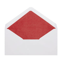 Paper Lined Envelopes White + Red Fancy Paper 110 x 220 mm (DL)